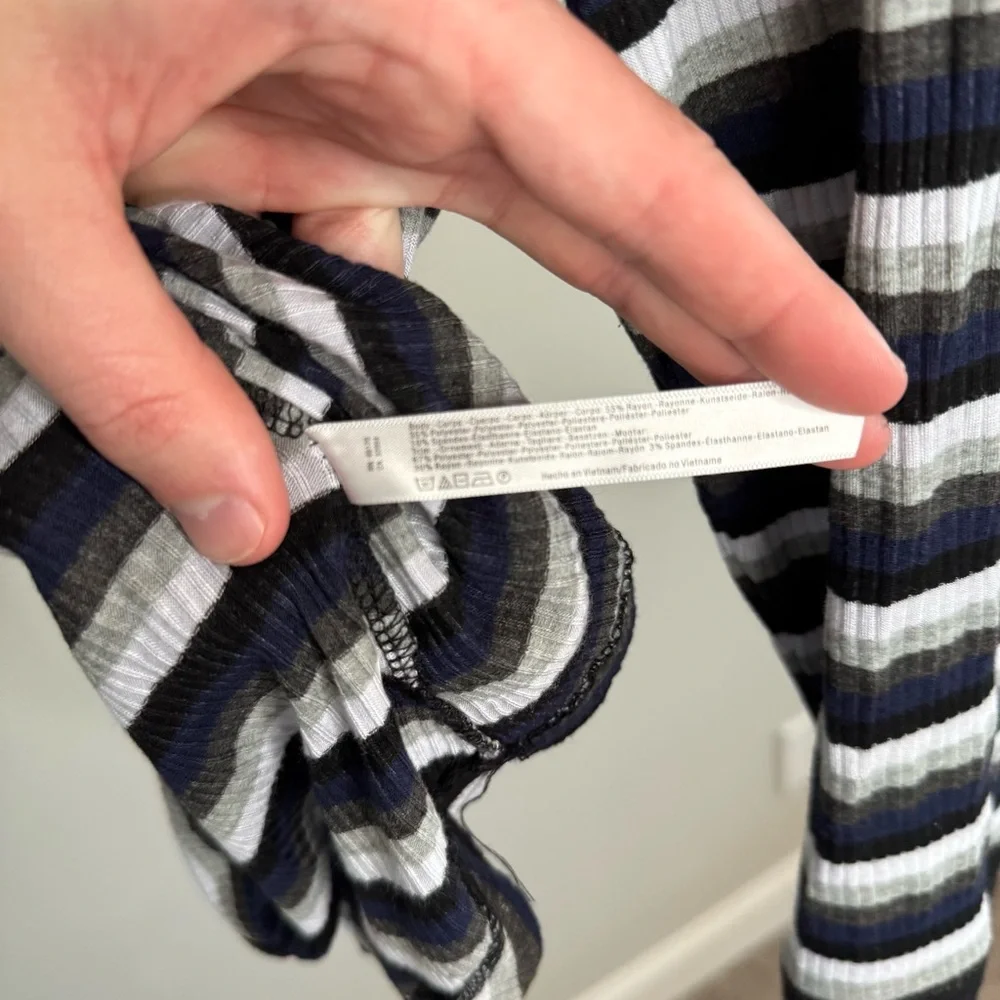 Free People Good On You Knit Blue and White Striped Long Sleeve Tee Top Women M - Picture 7 of 10